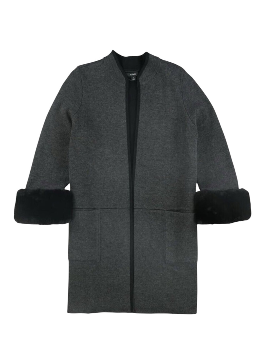 NEW Alfani Fur Sweater Open Cardigan Coal Gray Knit Jacket - XXL‎